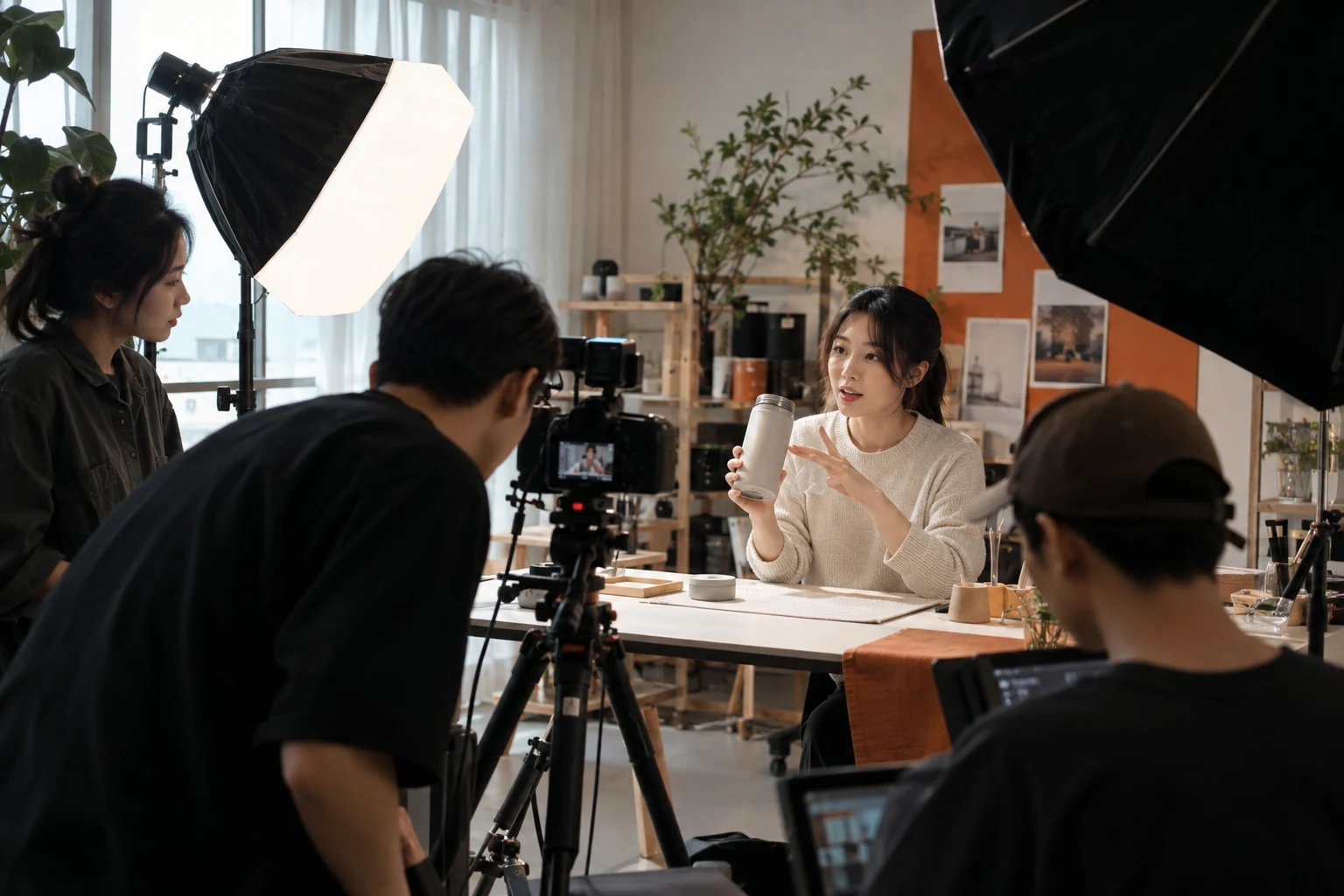业务场景示意：达人与制作团队拍摄产品内容
